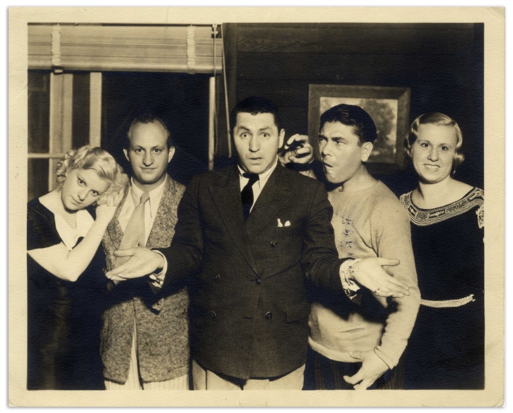 10 x 8 Photo From 1933 With Curly, Moe & His Wife Helen and Larry & His Wife Mabel -- Used in Moe's Autobiography Moe Howard & The 3 Stooges -- Matte Photo in Very Good Condition
